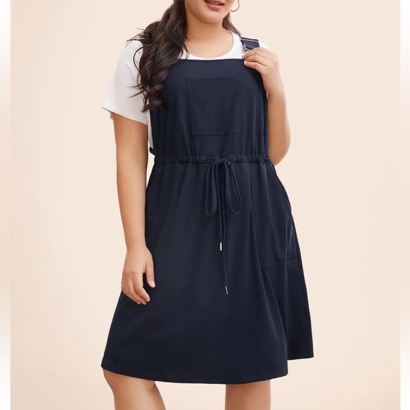 BloomChic Plain Pocket Drawstring Overall Dress L ( us12) - Picture 2 of 6